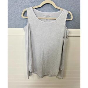 Hollister Gray Long Sleeve Cold Shoulder Top